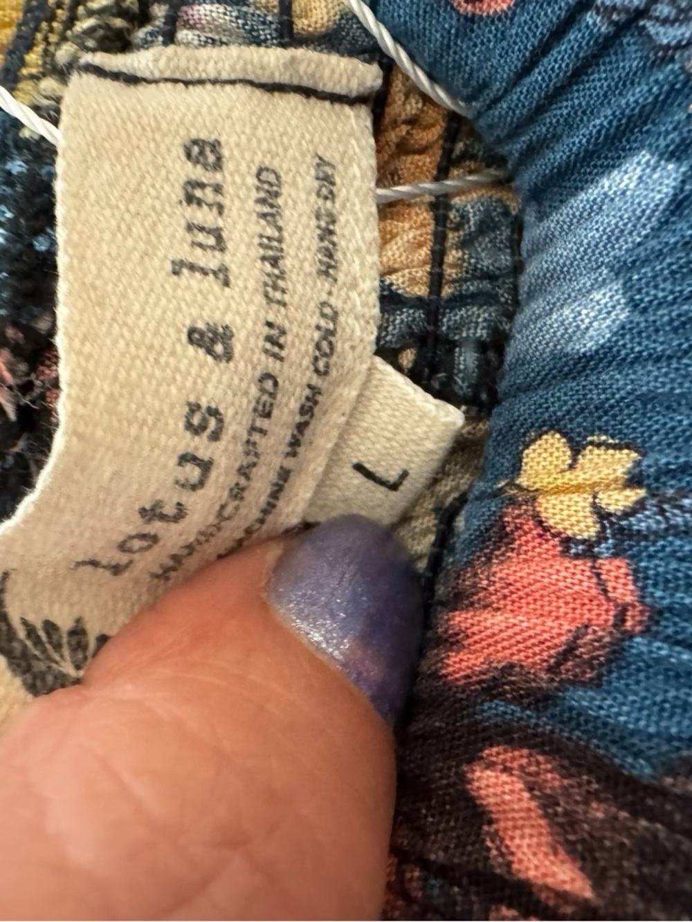Lotus & Luna Blue Floral Wide Leg Pants - Picture 3 of 3
